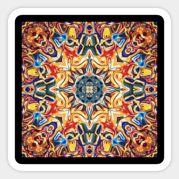 Orange and Blue Mandala Sticker by perkinsdesigns